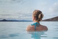 Woman in thermal natural hot spring spa in Iceland, blue lagoon Royalty Free Stock Photo