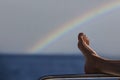 Woman relaxing on a sailboat