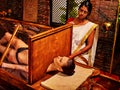 Woman relaxing in a sauna Ayurveda. Royalty Free Stock Photo