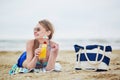 Woman relaxing and sunbathing on beach Royalty Free Stock Photo