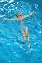 Woman Relaxing In Swimming Pool Water. Summer Holidays Vacation. Royalty Free Stock Photo