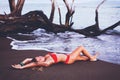 Woman Relaxing on Tropical Beach