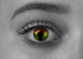 Woman remember the black history, reflection on her eye Royalty Free Stock Photo