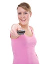 Woman With Remote Control Royalty Free Stock Photo