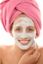 Woman removing facial mask Royalty Free Stock Photo