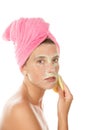 Woman removing mask Royalty Free Stock Photo