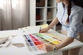 selection swatch color project choice sample design paint designer interior palette. Generative AI. Royalty Free Stock Photo