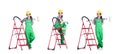 Woman repair worker with ladder Royalty Free Stock Photo