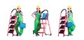 Woman repair worker with ladder Royalty Free Stock Photo