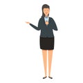 Woman reporter icon cartoon vector. Device staff