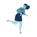 Woman Reporter with Microphone Running Away as Prohibition of Independent Media Vector Illustration