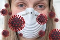 Woman with respirator face mask