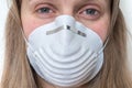 Woman with respirator mask - coronavirus concept