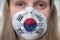 Woman with respirator mask -, MERS, SARS conce