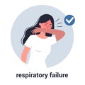 Woman with respiratory failure. Virus prevention and protection. Royalty Free Stock Photo