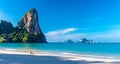 Woman resting on Railay beach Krabi Thailand. Asia Royalty Free Stock Photo