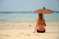 Woman resting on the beach Royalty Free Stock Photo