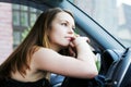 Woman resting in a car Royalty Free Stock Photo