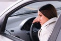 Woman is resting in a car Royalty Free Stock Photo