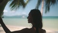 Woman resting on philippines tropical seashore