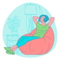 woman resting and relaxing on a couch