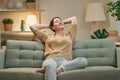 Woman resting on sofa Royalty Free Stock Photo