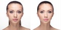 Woman, before and after retouch