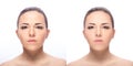 Woman, before and after retouch