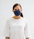 Woman In Reusable Cloth Face Mask