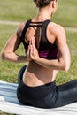 woman in reverse prayer pose practicing Royalty Free Stock Photo