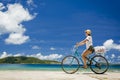 Woman ride along The Beach Royalty Free Stock Photo