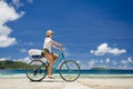 Woman ride along The Beach Royalty Free Stock Photo