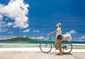 Woman ride along The Beach Royalty Free Stock Photo