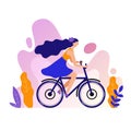 Woman rides a bicycle vector illustration on a white background