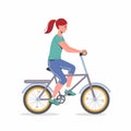 Woman Riding Bicycle. Girl on bike. Pedaling female bicyclist Royalty Free Stock Photo