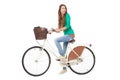 Woman riding a bike Royalty Free Stock Photo