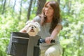 Woman riding a bike with her dog Royalty Free Stock Photo