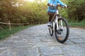 Woman riding bike on seaside Royalty Free Stock Photo