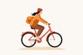 woman riding bycicle vector flat minimalistic isolated illustration