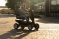 Woman riding an electric scooter