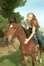 Woman riding horse