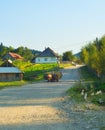 Woman riding horse cart Romania Royalty Free Stock Photo