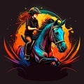 Woman riding a horse. Equestrian sport. Cartoon vector illustration. Royalty Free Stock Photo