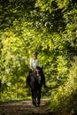 Woman riding a horse. Equestrian sport