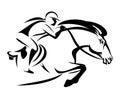 Woman riding jumping horse vector design