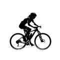Woman riding a mountain bike, side view, isolated vector silhouette Royalty Free Stock Photo