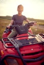 Woman riding on quad bike.quad bikes on the mountains