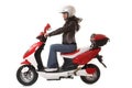 Woman riding scooter