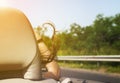 Woman riding in a sports car or cabriolet Royalty Free Stock Photo