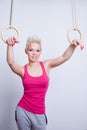 Woman on rings Royalty Free Stock Photo